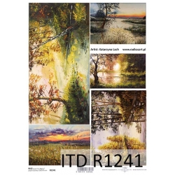 Papier ryżowy A4 R1241  obrazy , malarstwo, krajobraz, drzewa